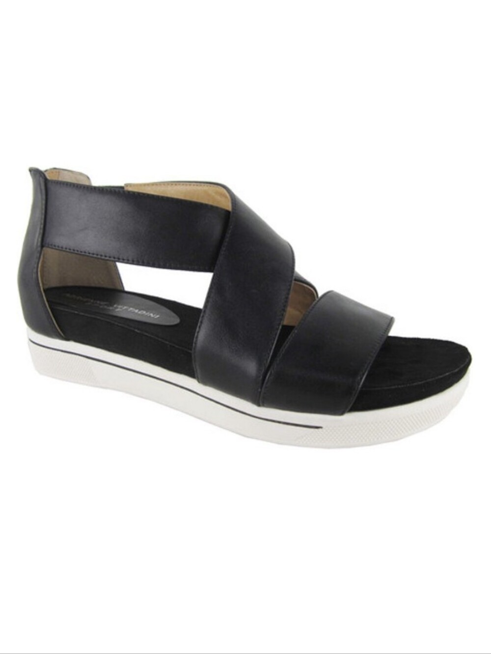 Adrienne Vittadini Black Cables Cork‎ Sock Wedge Sandals SZ 8.5 Back Zip Up